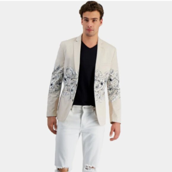 INC International Concepts Other - INC Men’s White Floral Print Beige Slim Fit Blazer Size M